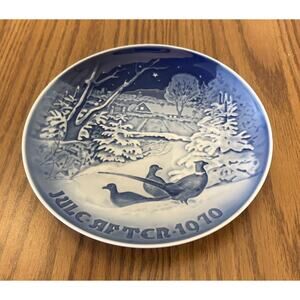 Royal Copenhagen Pheasants in the Snow at Christmas Plate Denmark 1970 Vintage0